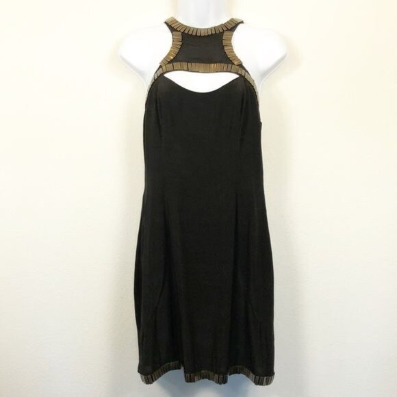 Seduce Black Shift Dress Backless Metallic Keyhole Sexy Designer NWT Size 6 - Picture 3 of 12